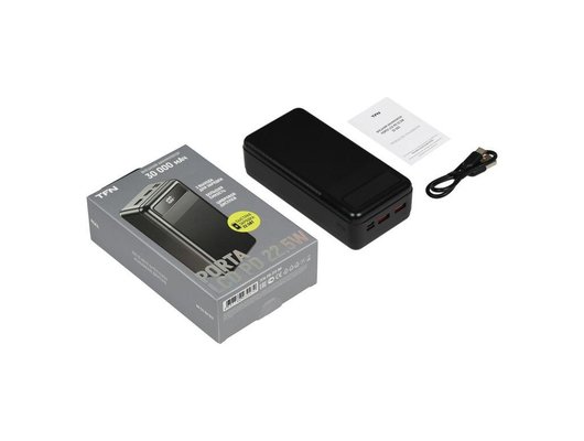 Внешний аккумулятор TFN 30000mAh Porta LCD PD 22.5W bk TFN-PB-313-BK